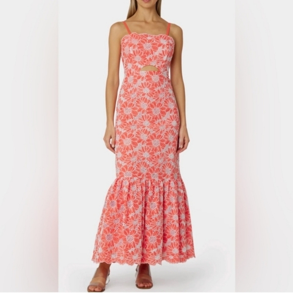 Milly Breanna Tournesol Eyelet Dress Coral - Picture 2 of 16